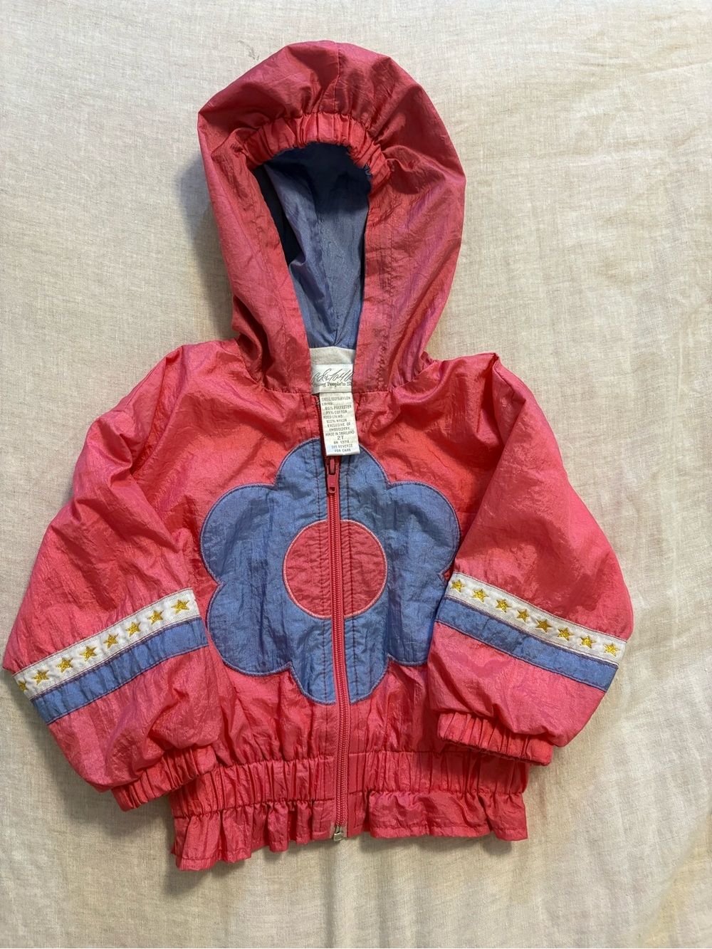 Vintage Lord & Taylor Toddler Girls Flowers Stars Windbreaker Jacket 2T